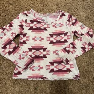 Justice Pink and Burgundy Patterned Thermal Long-sleeve Size 10